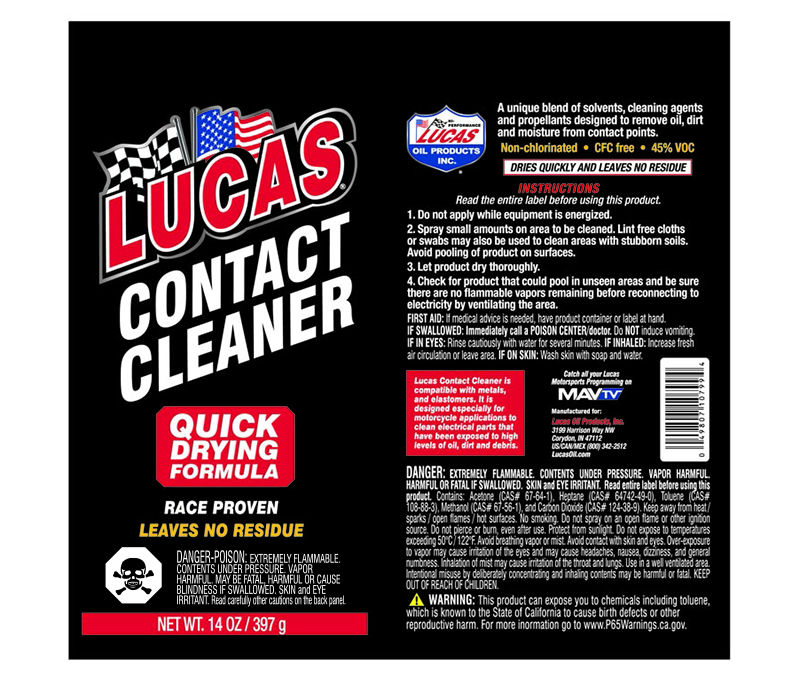 Contact Cleaner Aerosol - 14oz (Label)