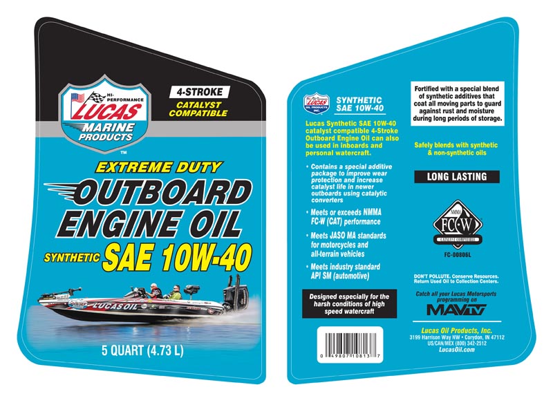 Syn 10W-40 Outboard Engine Oil - 5 Quart (Label)