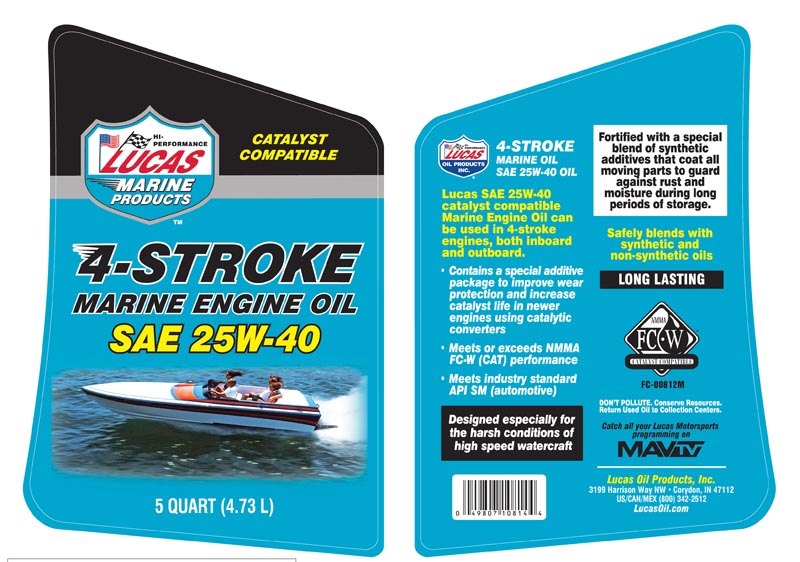 4 Stroke Marine Engine Oil 25W-40 - 5 Quart (Label)